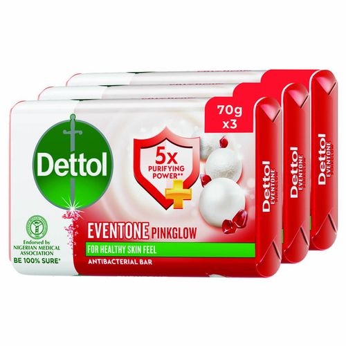 Dettol Bathing Soap - Pink Glow - 70g (Pack Of 3) Item | Buy Dettol Bathing Soap - Pink Glow - 70g (Pack Of 3) | SPOP Enterprise Global